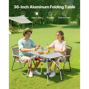 Tavolo da Campeggio Pieghevole in Alluminio Leggero, Portatile con Altezza Regolabile e Piano in Rete per Picnic e Parchi - Product Image 2