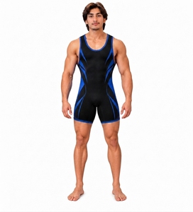<b>Men</b> Wrestling Singlet One Piece Spandex Nylon Sleeveless Scoop Neck Breathable All Seasons Gymnastics <b>Suit</b> - Product Image 1