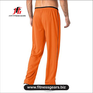 Pantalon de jogging décontracté pour homme, orange, taille élastique, bande latérale, léger, respirant, idéal pour l'été - Product Image 1