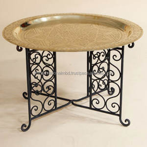 Mesa de bandeja de latón marroquí - Product Image 1