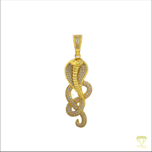 Colgante de serpiente hecho a mano con diseño de animal con incrustaciones de diamantes y piedras de moissanita VVS - Product Image 2