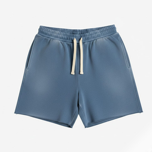 Shorts en coton délavé avec cordon de serrage et poches pour homme, style vintage, toutes tailles disponibles - Product Image 1
