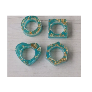 Anillos de Servilleta de Resina en Forma de Corazón/Redondos/Hexagonales/Círculos, Color Azul Cielo, Precio al por Mayor - Product Image 1