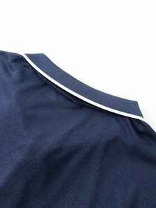 Nouveaux polos pour hommes en coton de haute qualité à manches courtes, avec logo personnalisé, pour la vente en ligne à prix abordable, bleu avec bordure blanche. - Product Image 5