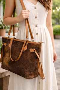 Sac fourre-tout à bandoulière pour femme en cuir véritable de haute qualité, fait main, vintage, avec fermeture éclair, grande capacité, LTB-0407 - Product Image 2