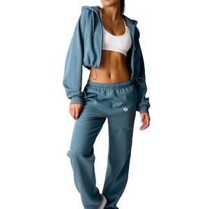 <b>Women's</b> hoodies Cropped Zip Up Fleece <b>Hoodie</b> 70 Cotton 30 Polyester Relaxed Fit Long Sleeve Solid Color Casual Wear - Product Image 3