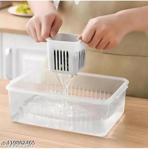 Boîte de conservation alimentaire transparente avec grille de drainage amovible pour viande, oignon, gingembre, fruits, légumes – Conteneur de fraîcheur pour réfrigérateur - Product Image 2