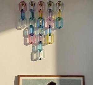 FAIZA CRAFT FC-7515 Handcrafted Multi Color Epoxy Resin Chain Link <b>Wall</b> Decor Modern <b>Art</b> Hanging Sculpture <b>Natural</b> Finish Diwali - Product Image 1
