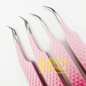 Pince à cils rose en acier inoxydable pour extensions de cils, personnalisable avec logo privé, outils pour cils - Product Image 4