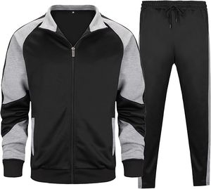 Survêtements décontractés pour hommes, ensemble 2 pièces avec veste et pantalon à fermeture éclair intégrale - Product Image 6