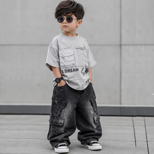 Ensemble veste en jean et jogging blanc pour garçons, tenue décontractée pour enfants, couleur unie, style streetwear, vêtements pour garçons - Product Image 4