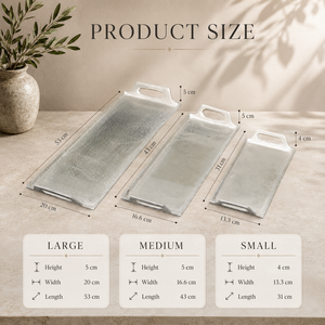 Juego de bandejas de servir de aluminio premium con acabado de superficie texturizada, diseño ergonómico con asa integrada, bandeja rectangular moderna para exhibición. - Product Image 2