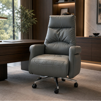 Chaise de bureau de direction en cuir de luxe, dossier haut, inclinable, pivotante, avec larges accoudoirs