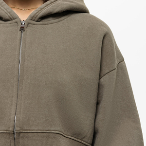 Nueva llegada: Sudadera con capucha de manga larga para mujer, de felpa francesa, con cremallera completa y cordón ajustable. - Product Image 4