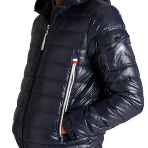 Doudoune noire unie pour hommes et femmes avec capuche et bras en polaire Décoration brodée OEM automne hiver - Product Image 3