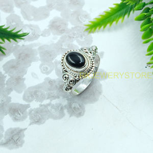Natural Black Onyx 925 Sterling <b>Silver</b> Handmade <b>Ring</b> Vintage Boho <b>Statement</b> <b>Ring</b> Gemstone <b>Ring</b> for Women Wholesale Jewelry Her - Product Image 2