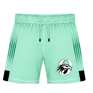 Pantalones Cortos de Rugby Personalizados en Verde Menta y Negro, Cintura Elástica, Transpirables, Ligeros, Uniformes Deportivos para Entrenamiento de Equipo - Product Image 1