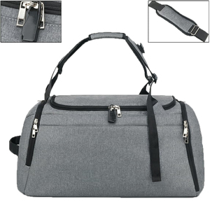 Wholesale Unisex Gray Polyester Gym Duffel Bag with <b>Adjustable</b> <b>Strap</b> and Interior Compartment 30-40L Casual Style Zipper Closure - Product Image 4