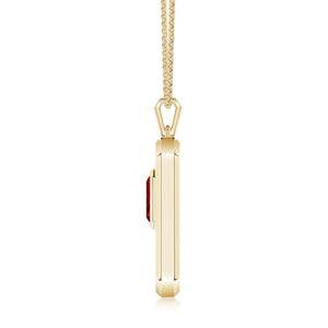 Luxury Handmade Fine Jewelry 14K Gold Emerald-Cut Red <b>Ruby</b> Gemstone Men's Elongated Octagon Charm Pendant With Chain <b>Necklace</b> - Product Image 2