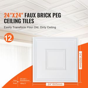 Pannelli per Controsoffitto in PVC Premium, Confezione da 12, 60x60 cm, Facile Installazione, Taglio Senza Colla - Product Image 2