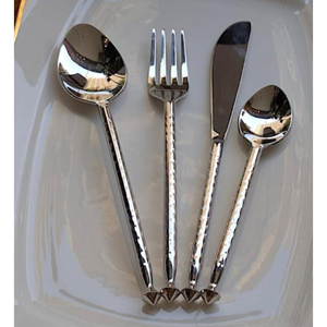 Luxury Hammered Stainless Steel Cutlery Set Mirror Polished Mirror <b>Flatware</b> For Hotel & Modern Dining Hand-Forged Texture Handle - Product Image 1