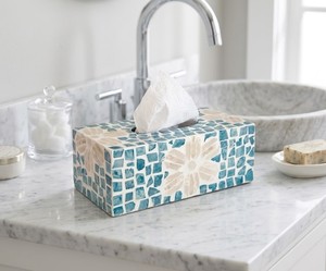 Handcrafted Mother of Pearl Mosaic Rectangular <b>Tissue</b> Box Cover Luxury Decorative for Bathroom, Countertop, Bedroom, Office - Product Image 3