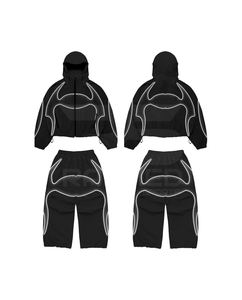 Conjunto Deportivo de Moda para Hombre, Pantalón Acampanado y Chaqueta con Capucha, 100% Nailon, Impermeable, con Malla Interior, Ropa Casual, Cortavientos - Product Image 5