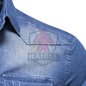 เสื้อเชิ้ตยีนส์ลำลองผู้ชายแฟชั่นสำหรับฤดูหนาว ปรับแต่งได้ ผ้าฝ้าย 100% เนื้อผ้าบางเบา แห้งเร็ว ระบายอากาศได้ดี ทนทาน สวมใส่สบาย - Product Image 4