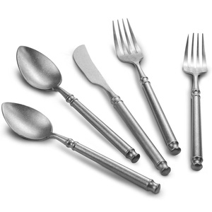 Ensemble de couverts noirs avec accents dorés en acier inoxydable, fourchette, couteau et cuillère, vaisselle de table - Product Image 5