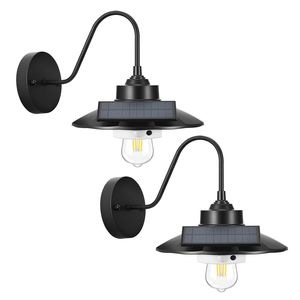 Set di 2 Lampade Solari da Esterno E27 Stile Fattoria con Sensore di Movimento e 3 Modalità di Illuminazione, Applique a Collo d'Oca - Product Image 1