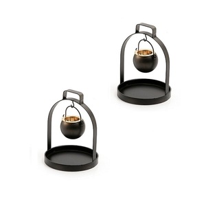 Portavelas de alambre de hierro color dorado con tres portavelas de diferentes tamaños y formas para accesorios de decoración de bodas - Product Image 5