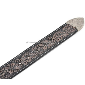 Ceinture unisexe exclusive en cuir de vache argentin, style western vintage, avec gravures à la main, double ceinture en cuir, clous, largeur 40 mm, boucle en laiton massif - Product Image 6