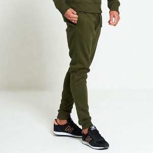 Men's Olive Green Hooded <b>Tracksuit</b> Set Full Length Drawstring Pants Solid Color Casual Autumn Wear Breathable Cotton Material - Product Image 6