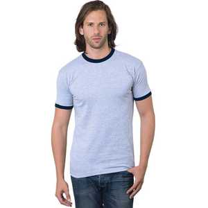 Men's <b>White</b> Short Sleeve <b>T</b>-<b>Shirt</b> O-Neck Regular Fit Contrast Trim Cotton Jersey Casual Solid Color Knitted Design - Product Image 3