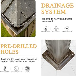 Gazebo da Esterno in Alluminio con Tetto Rigido e Doppia Tenda in Acciaio Zincato e Griglia per Patio, Terrazza, Giardino - Include Tende e Zanzariera - Product Image 3