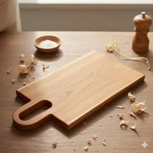 Planche à découper rectangulaire en bois artisanale de designer, épaisseur 1,3 cm, poignée pour couteau, non toxique et facile à nettoyer, compatible lave-vaisselle - Product Image 2