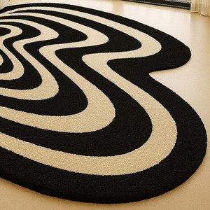 Luxury Modern <b>Hand</b> <b>Tufted</b> Wool <b>Rug</b>, Black Beige Abstract Irregular Carpet Living Room <b>Rug</b>, Mid Century Statement Carpet,Decor - Product Image 2
