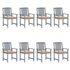 Ensemble de 8 chaises de patio en bois d'acacia massif, gris moyen, meubles de patio durables - Product Image 1