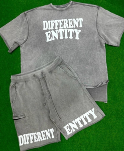 Stylish 3D Printed Summer Shorts <b>Set</b> Men Custom Distressed Washed Polyester/Cotton Blend Breathable T-Shirt <b>Sets</b> Custom Logo - Product Image 6