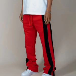 2026 New Design <b>Men</b> Casual Mid Waist Flare <b>Trouser</b> Lightweight Canvas Quick Dry Striped <b>Drawstring</b> Closure Lace Decoration High - Product Image 5
