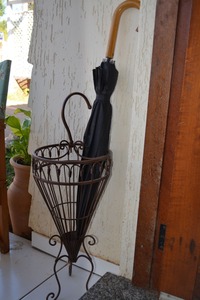 Porte-parapluie vintage en métal, finition laiton antique, structure autoportante, décoration d'intérieur, capacité unilatérale - Product Image 6