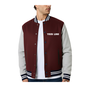 Veste universitaire pour homme en toile 100% laine, sur mesure, grande taille, de qualité supérieure, respirante, avec logo brodé bicolore, boutonnée, pour l'hiver - Product Image 1
