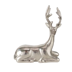 Sentado lindo ciervo estatua modelo niquelado Calidad exclusiva sólido Reno modelo decorativo Mesa objeto hecho en La India - Product Image 1