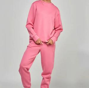 Ensemble de survêtement rose pâle pour femme, sweat à capuche et pantalon de jogging, tenue de sport décontractée deux pièces pour la gym et le streetwear - Product Image 3