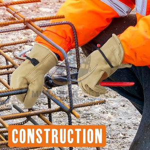 Gants de travail en cuir grainé de qualité pour la construction d'entrepôts et les tâches de manutention générale - Product Image 5