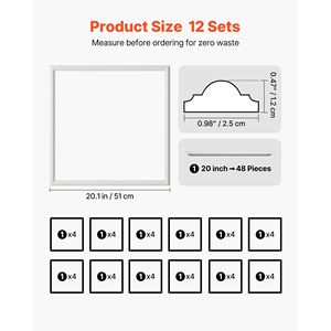 ชุดแผ่นผนังตกแต่งห้องน้ำ 12 ชิ้น ขนาด 20 x 20 นิ้ว ทำจากโพลีสไตรีนน้ำหนักเบา ติดตั้งง่าย กันน้ำ ทาสีได้ - Product Image 2