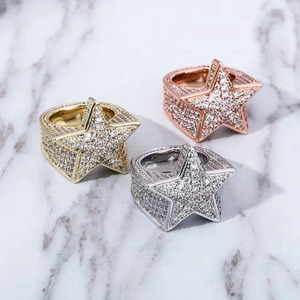 Premium Quality Star Shape Cocktail <b>Ring</b> with Rose Gold Plated Cubic Zirconia for <b>Men</b> Women Daily Wear Party Wear Jewelry Use - Product Image 1