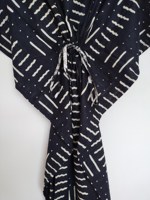 Robe d'été vintage pour femme, col en V, imprimé floral abstrait en dentelle, 100% coton, coupe trapèze ample, longueur genou, manches 3/4, lavable au quotidien