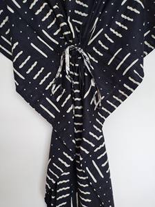 Robe Kaftan ample vintage pour femme, imprimé floral abstrait en dentelle, 100% coton, style bohème, paréo de plage - Product Image 3