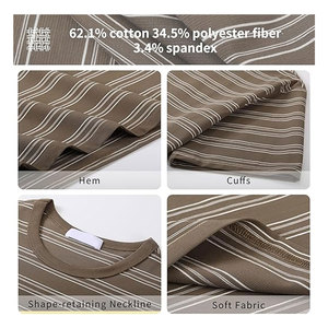 T-shirt à manches courtes rayé pour homme, coupe classique décontractée, en coton, col rond, confortable, pour tous les jours, tendance - Product Image 4